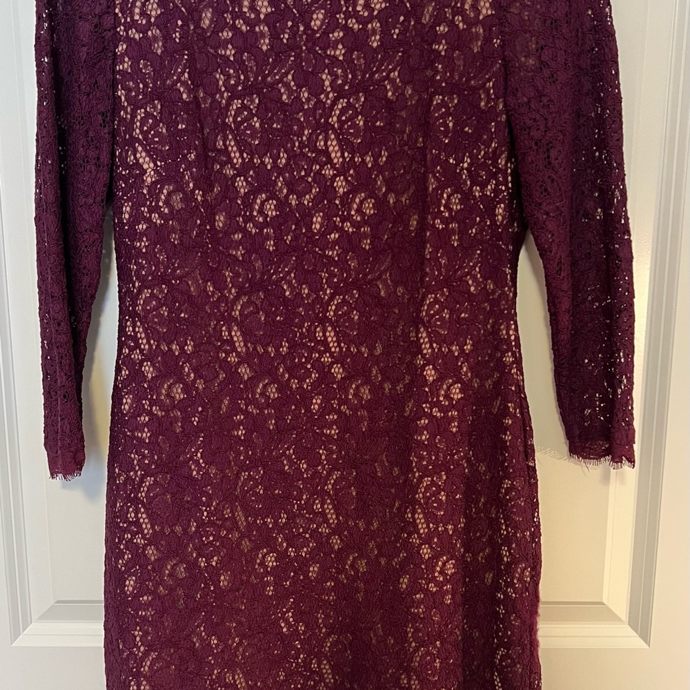 Adrianna Papell lace maroon zip dress
